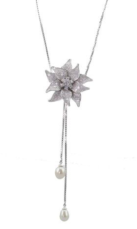 BS43  Silver Flower Lariat