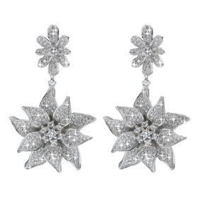 BS43E – Stunning Large Sterling Silver Petal Floral Earrings