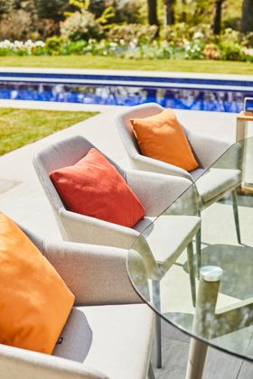 Bridgman Garden Set  | 230cm Henley Glass and Aluminium Dining Table with 8 Richmond Armchairs