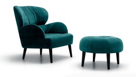 Bridgman - Romsey Armchair & Footstool in Navy Velvet £2389 (bridgman.co.uk)
