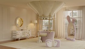 Elegant dreamy kids bedroom with White Garden Rug