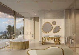 Bathroom | Blush Rug, Symphony Bathtub and Mecca Vanity Cabinet