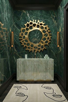 Bathroom with Taupe Rug