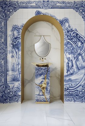 Lapiaz Heritage Pedestal Sink and Koi Mirror