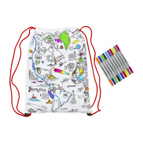 World Map Backpack - colour in and learn