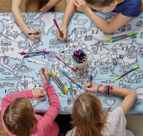 World Map Tablecloth - colour in and learn