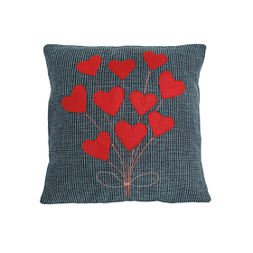 Blue Pillow Cover with Red Hearts Bouquet by Gia Studio on DaWanda.com