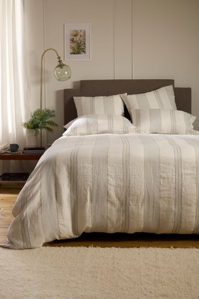 Cream Sophie Stripe 100% Linen Bed Linen