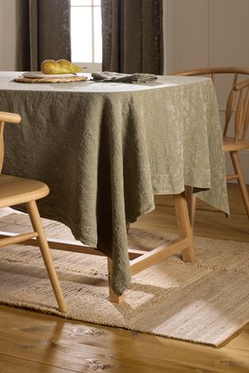 Dark Olive Claudia Cotton-Linen Tablecloth