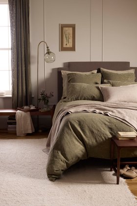 Dark Olive Claudia Cotton Linen Bed Linen