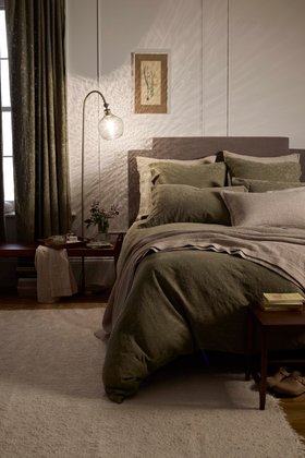 Dark Olive Claudia Cotton Linen Bed Linen