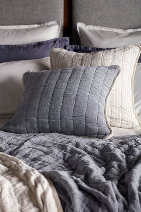 French Blue Vivienne 100% Cotton Quilted Cushion Cover