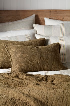 Dark Olive Clover 100% Cotton Quilted Cushion Cover