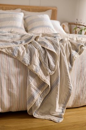 Blue Benji Stripe 100% Cotton Throw