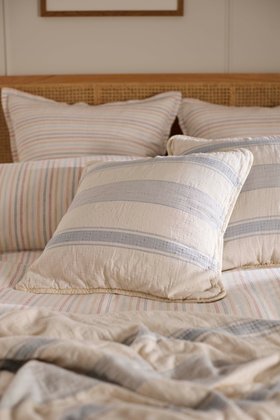 Blue Benji Stripe 100% Cotton Cushion Cover