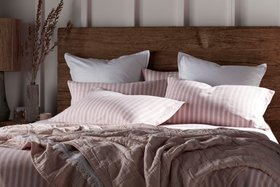 Blush Pink Fred Stripe Brushed 100% Organic Cotton Bed Linen