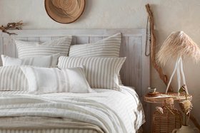 Natural French Ticking Stripe Cotton Linen Bed Linen