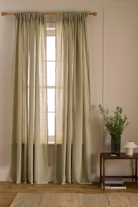 Soft Sage 100% Linen Loop Top Curtain