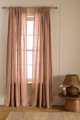 Almond 100% Linen Loop Top Curtain