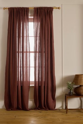 Conker 100% Linen Loop Top Curtain