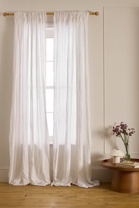White 100% Linen Loop Top Curtain