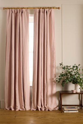 Blush Pink Twill Cotton Linen Blackout Pencil Pleat Curtains