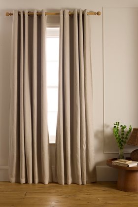 Natural Twill Cotton Linen Blackout Eyelet Curtains