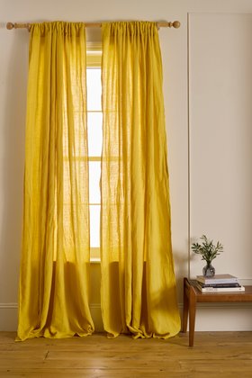Mustard 100% Linen Loop Top Curtain