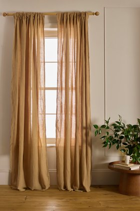 Cumin 100% Linen Loop Top Curtain