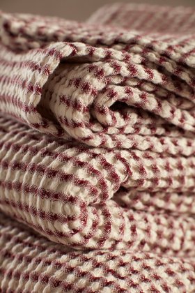Conker Stripe Waffle 100% Organic Cotton Towel
