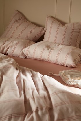 Rose Katie Stripe Organic 100% Cotton Bed Linen