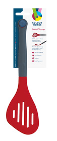 Colourworks Brights Red Long Handled Silicone-Headed Slotted Food Turner