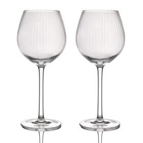 BarCraft Set of 2 Handmade Ribbed Gin Glasses in Gift Box