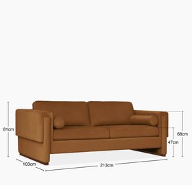Ava 3 Seater Sofa | Caramel Brown Sustainable Mohair Velvet