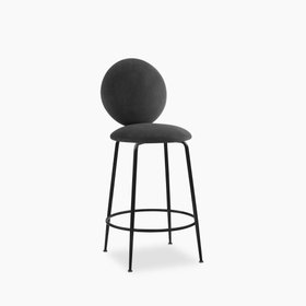Regent Kitchen Stool with Backrest | Grey Sustainable Velvet
