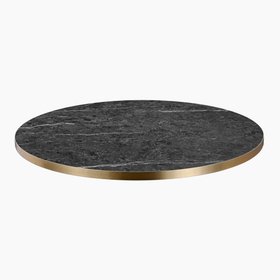 Jonas Round Table Top | Black Marble Effect & Brass