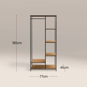 Seaford Open Wardrobe | Oak & Black