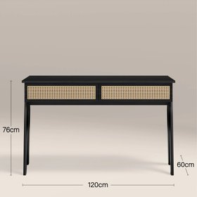 Campbell Large Wooden 2 Drawer Desk | Black