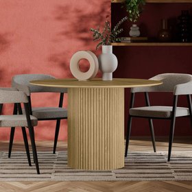 Marcel 4 Seat Round Dining Table | Oak Effect