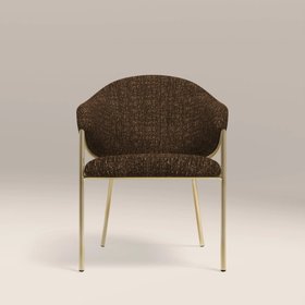 Luca Carver Dining Chair | Speckled Espresso Boucle & Brass
