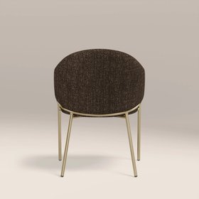 Luca Carver Dining Chair | Speckled Espresso Boucle & Brass