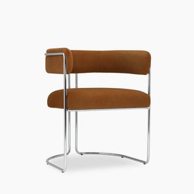 Juliana Carver Dining Chair | Caramel Brown Sustainable Mohair Velvet & Chrome