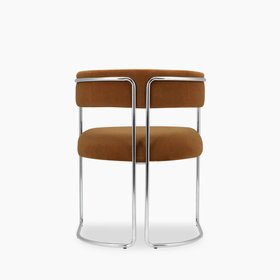 Juliana Carver Dining Chair | Caramel Brown Sustainable Mohair Velvet & Chrome
