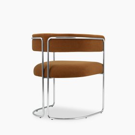 Juliana Carver Dining Chair | Caramel Brown Sustainable Mohair Velvet & Chrome