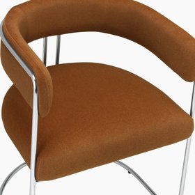 Juliana Carver Dining Chair | Caramel Brown Sustainable Mohair Velvet & Chrome