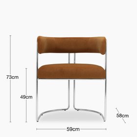 Juliana Carver Dining Chair | Caramel Brown Sustainable Mohair Velvet & Chrome