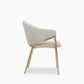 Luca Carver Dining Chair | Speckled Stone Sustainable Boucle & Brass