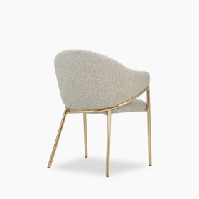 Luca Carver Dining Chair | Speckled Stone Sustainable Boucle & Brass