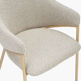 Luca Carver Dining Chair | Speckled Stone Sustainable Boucle & Brass