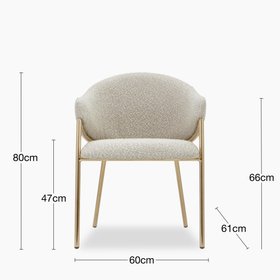 Luca Carver Dining Chair | Speckled Stone Sustainable Boucle & Brass